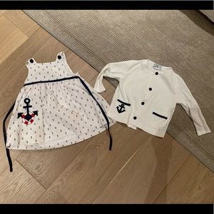 Florence Eiseman patriotic anchor dress and cardigan Red, white and blue.